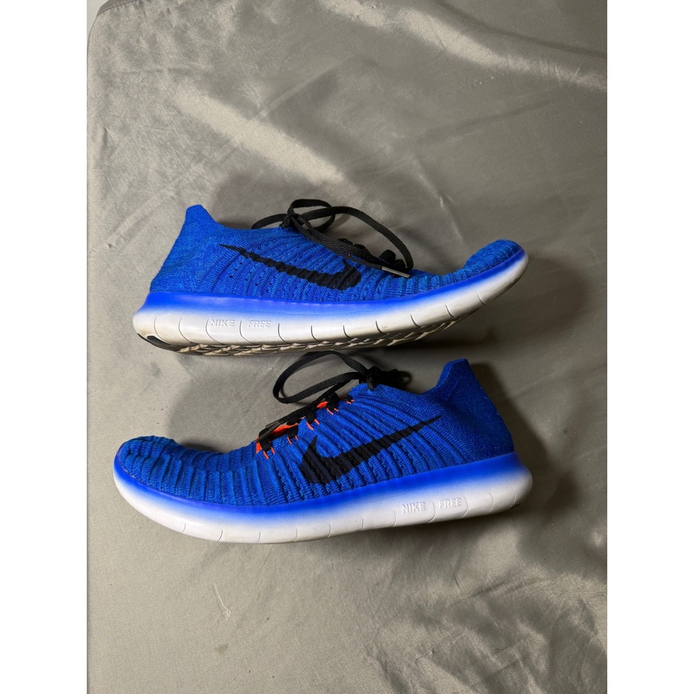 Nike Free RN Flyknit Mens Blue Orange Running Shoes 831069-405 Size 10.5